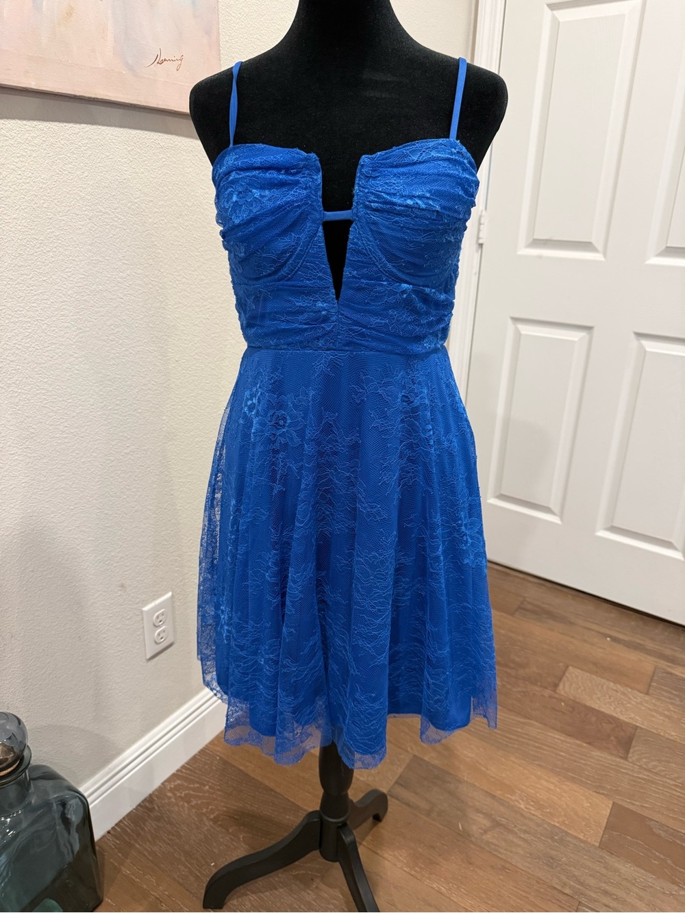 Royal Blue Lace Spaghetti Strap Lined Dress by Layered With Love